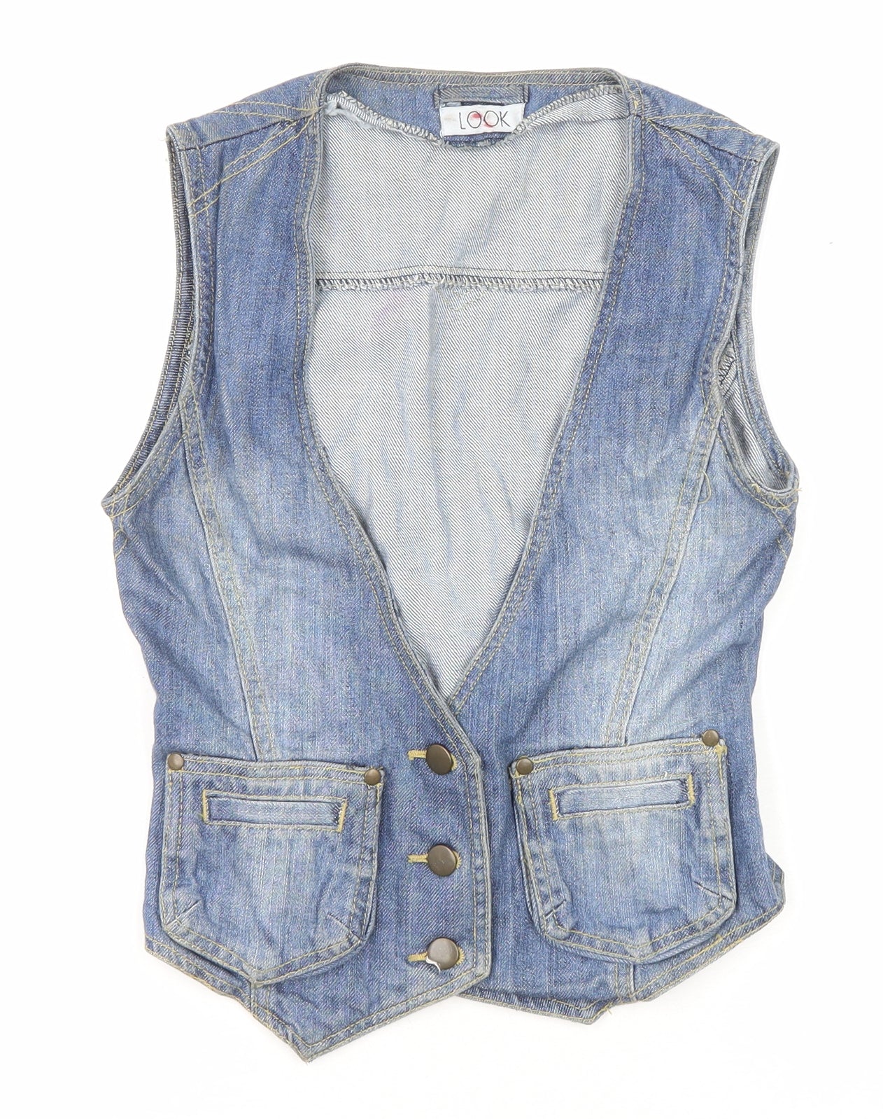 Look Womens Blue Jacket Waistcoat Size 8 Button