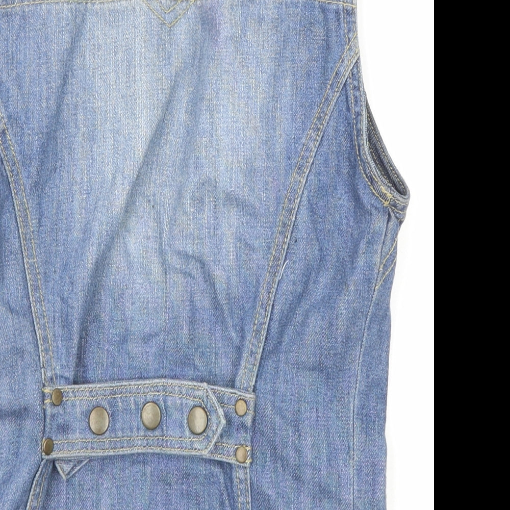 Look Womens Blue Jacket Waistcoat Size 8 Button