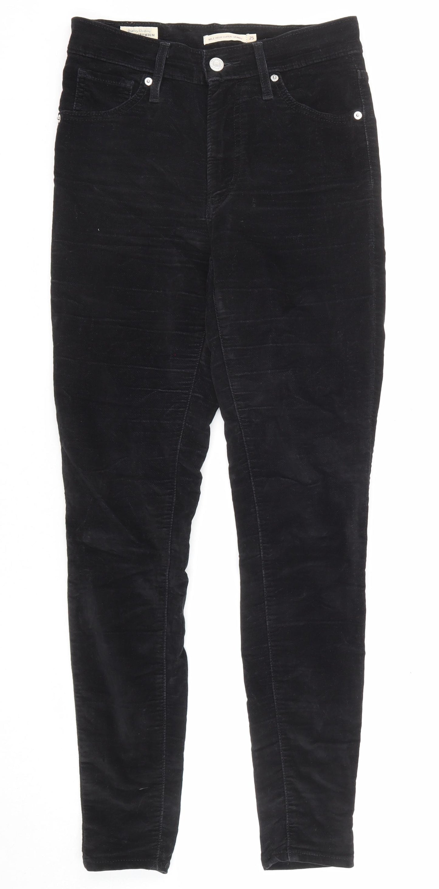 Levi's Womens Black Cotton Trousers Size 25 in L29 in Regular Zip