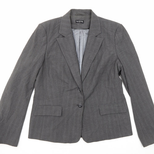 Long Tall Sally Womens Grey Striped Polyester Jacket Suit Jacket Size 20