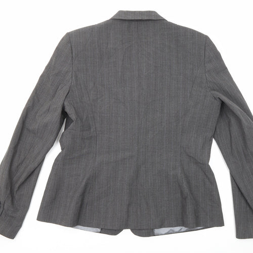 Long Tall Sally Womens Grey Striped Polyester Jacket Suit Jacket Size 20