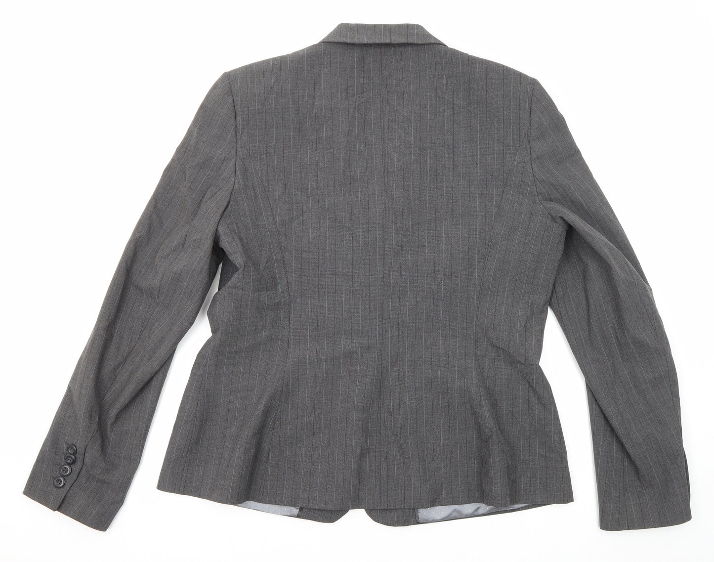 Long Tall Sally Womens Grey Striped Polyester Jacket Suit Jacket Size 20