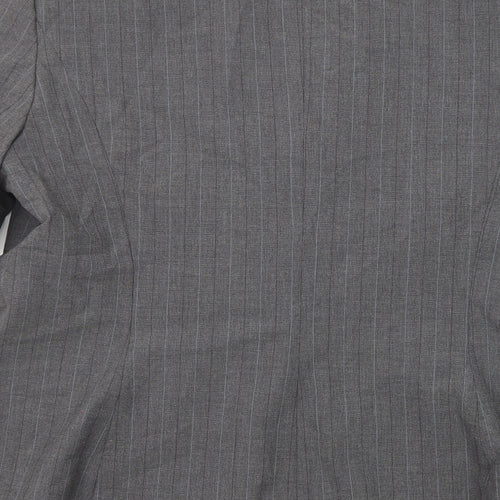 Long Tall Sally Womens Grey Striped Polyester Jacket Suit Jacket Size 20