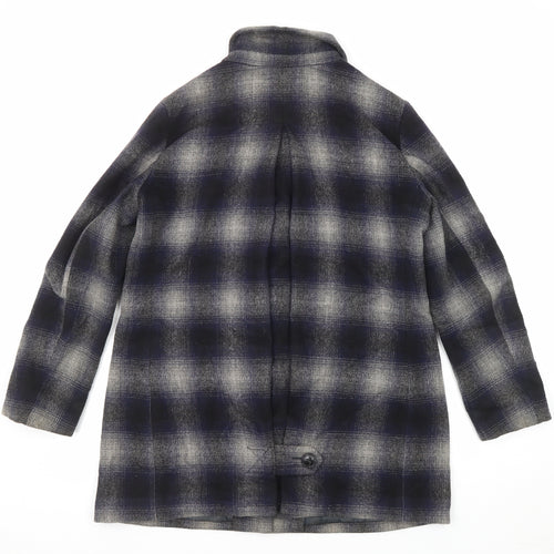 Gap Womens Multicoloured Plaid Overcoat Coat Size M Button
