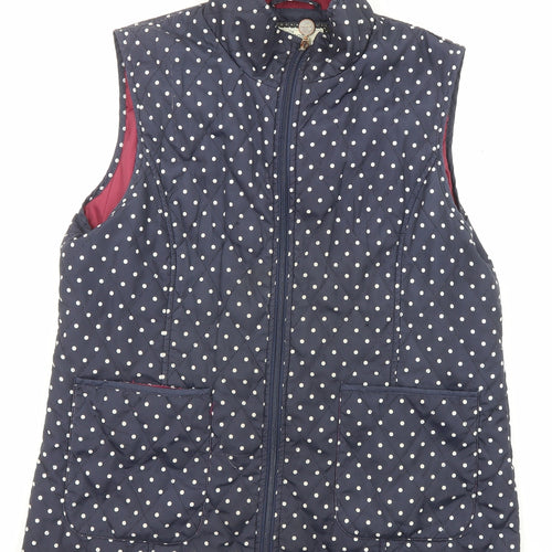 Paco Boutique Womens Blue Polka Dot Gilet Jacket Size M Zip