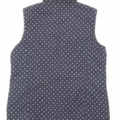 Paco Boutique Womens Blue Polka Dot Gilet Jacket Size M Zip