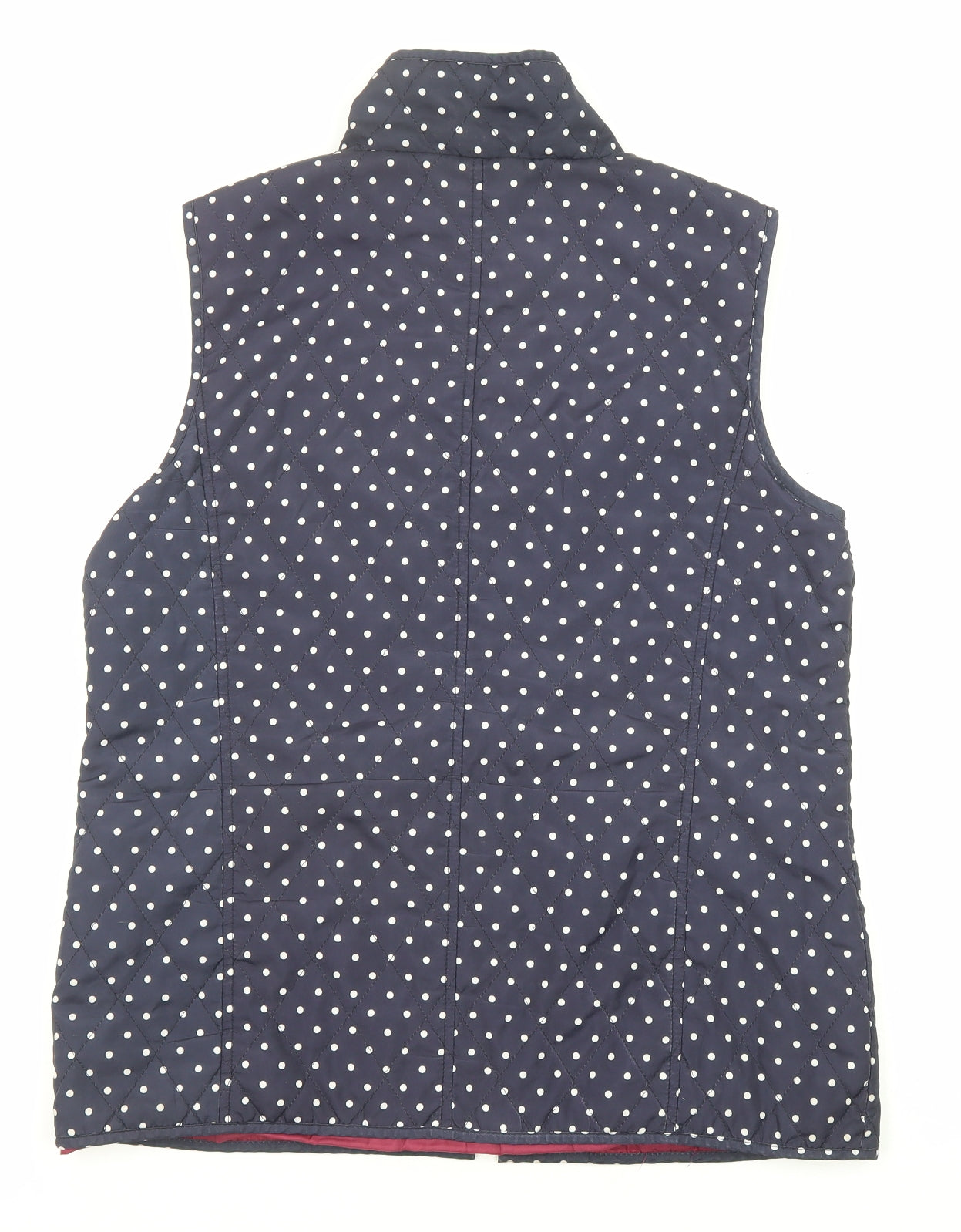 Paco Boutique Womens Blue Polka Dot Gilet Jacket Size M Zip