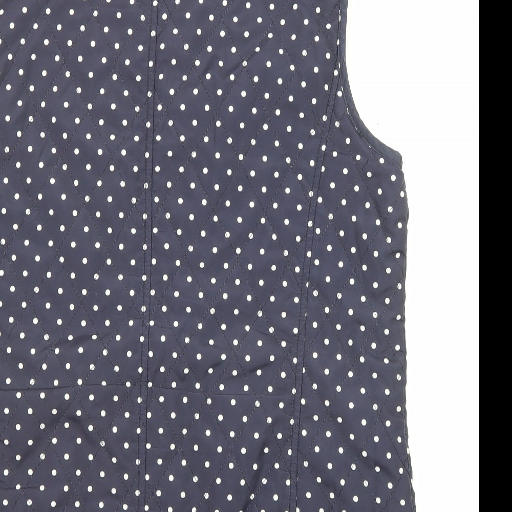 Paco Boutique Womens Blue Polka Dot Gilet Jacket Size M Zip