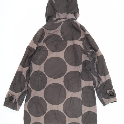 Boden Womens Brown Geometric Overcoat Coat Size 12 Zip