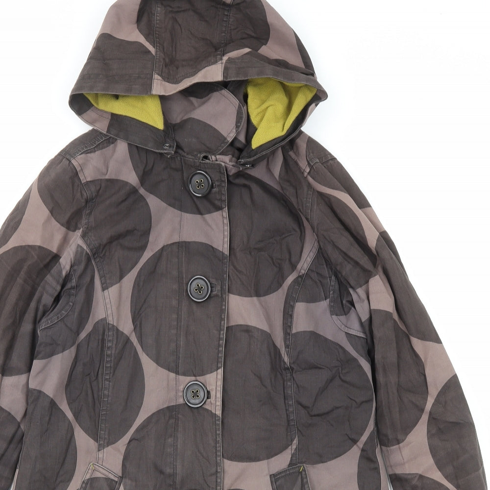 Boden Womens Brown Geometric Overcoat Coat Size 12 Zip