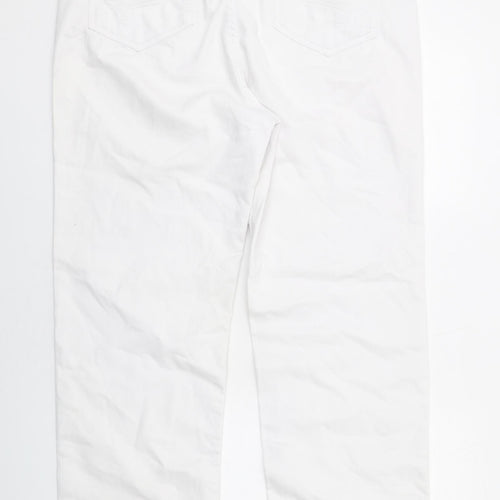 Per Una Womens White Cotton Straight Jeans Size 18 L31 in Regular Zip