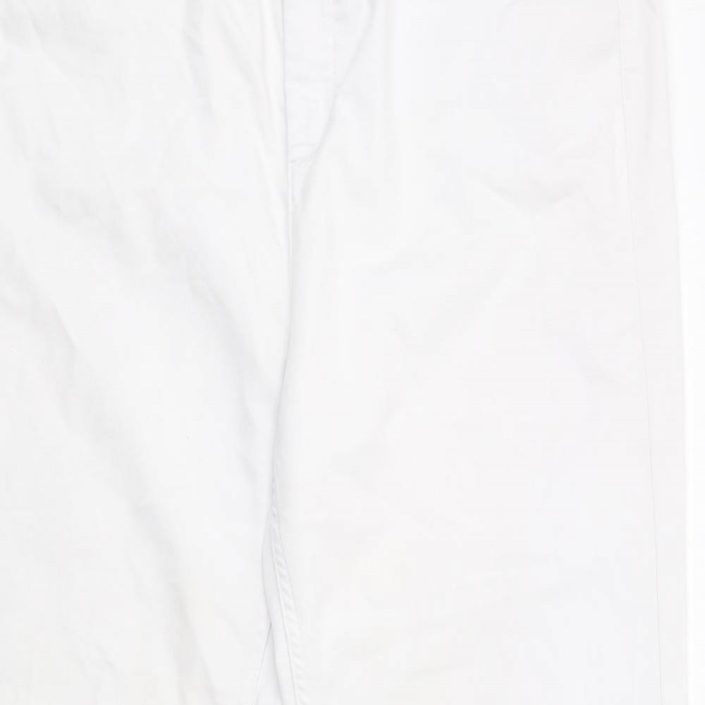 Per Una Womens White Cotton Straight Jeans Size 18 L31 in Regular Zip