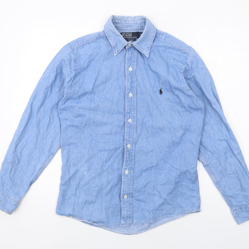 Polo Ralph Lauren Mens Blue Cotton Button-Up Size M Collared Button