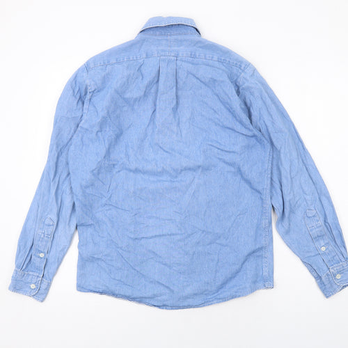 Polo Ralph Lauren Mens Blue Cotton Button-Up Size M Collared Button