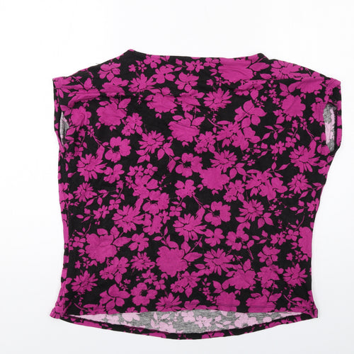 Debenhams Womens Black Floral Viscose Basic T-Shirt Size 20 Cowl Neck