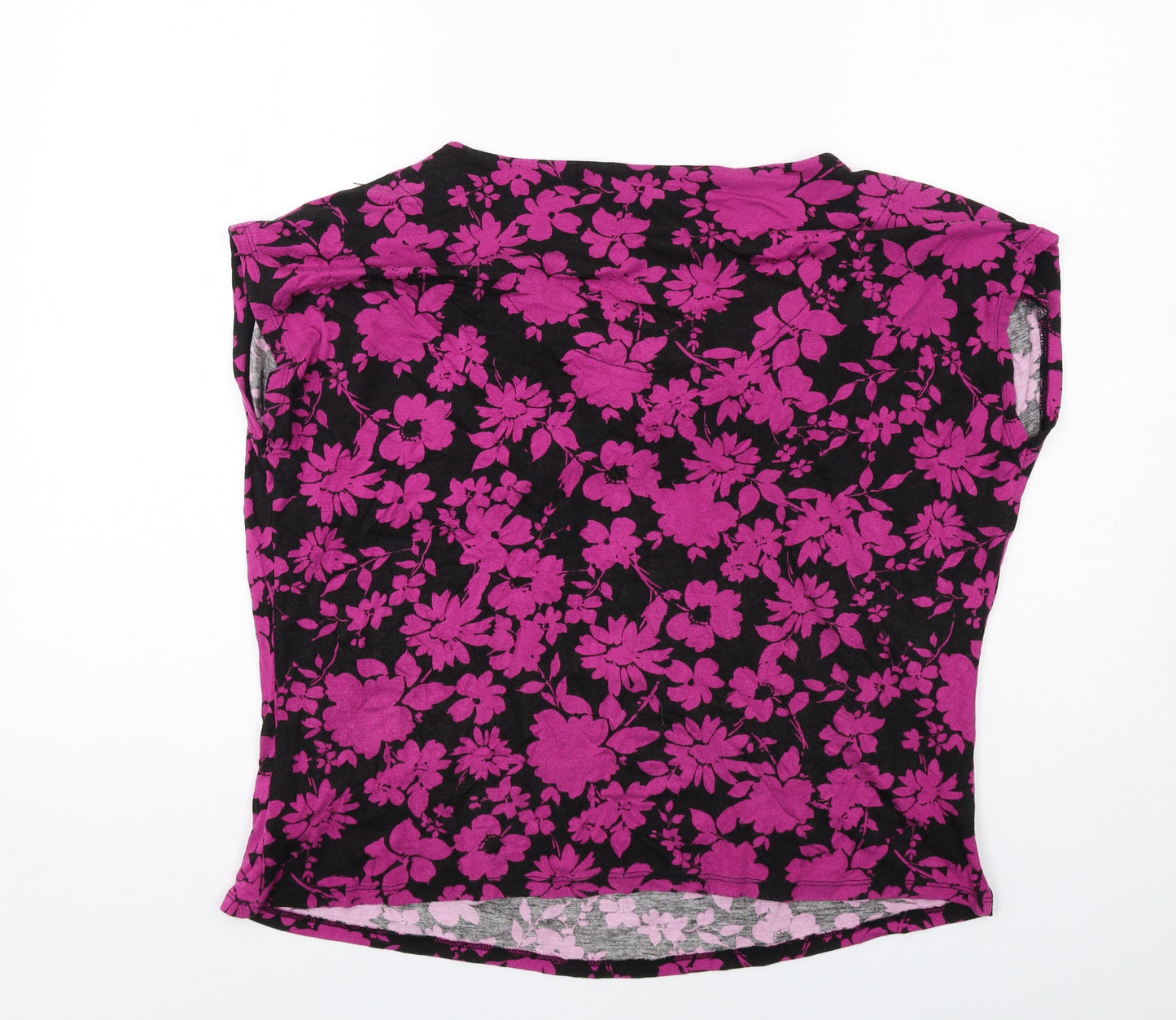 Debenhams Womens Black Floral Viscose Basic T-Shirt Size 20 Cowl Neck