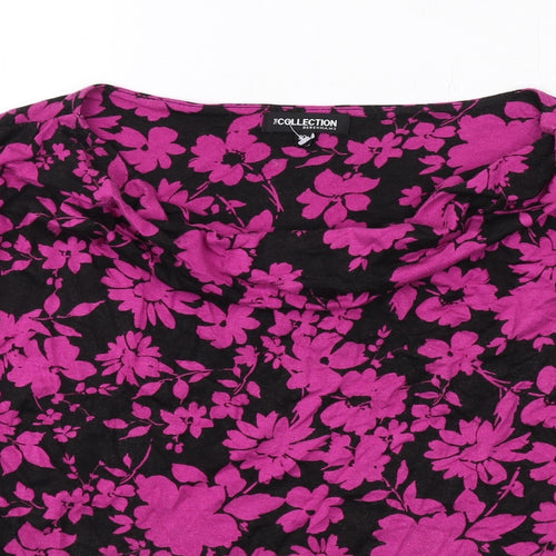 Debenhams Womens Black Floral Viscose Basic T-Shirt Size 20 Cowl Neck