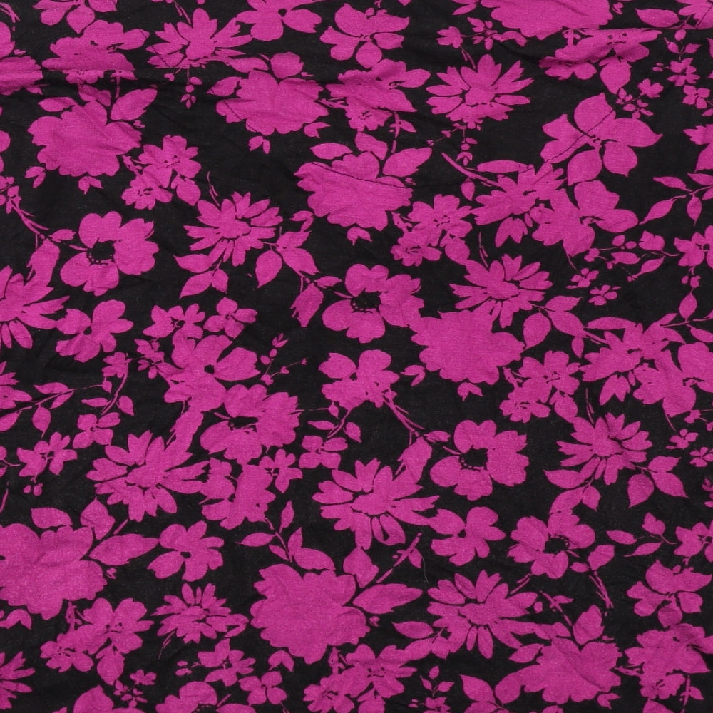 Debenhams Womens Black Floral Viscose Basic T-Shirt Size 20 Cowl Neck