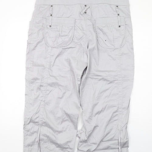 NEXT Womens Grey Cotton Trousers Size 18 L26 in Regular Zip