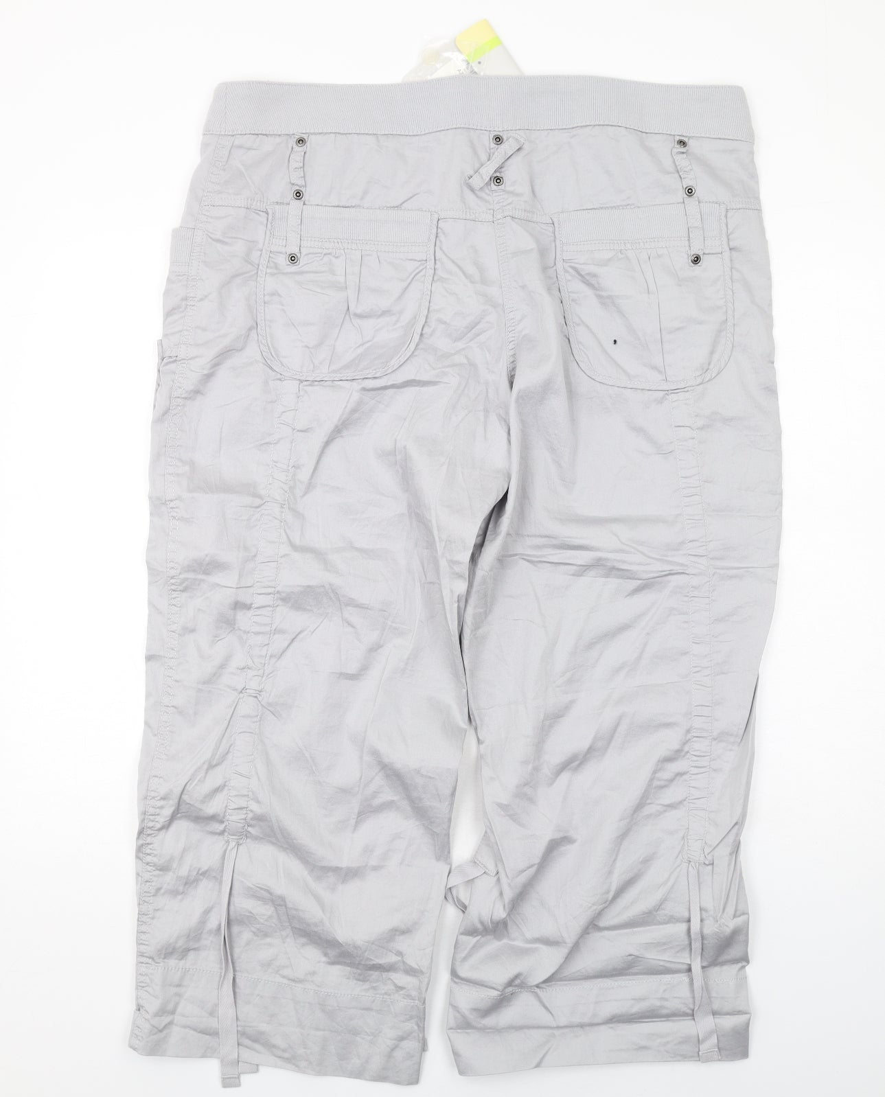 NEXT Womens Grey Cotton Trousers Size 18 L26 in Regular Zip