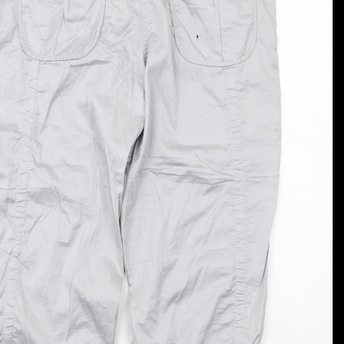 NEXT Womens Grey Cotton Trousers Size 18 L26 in Regular Zip