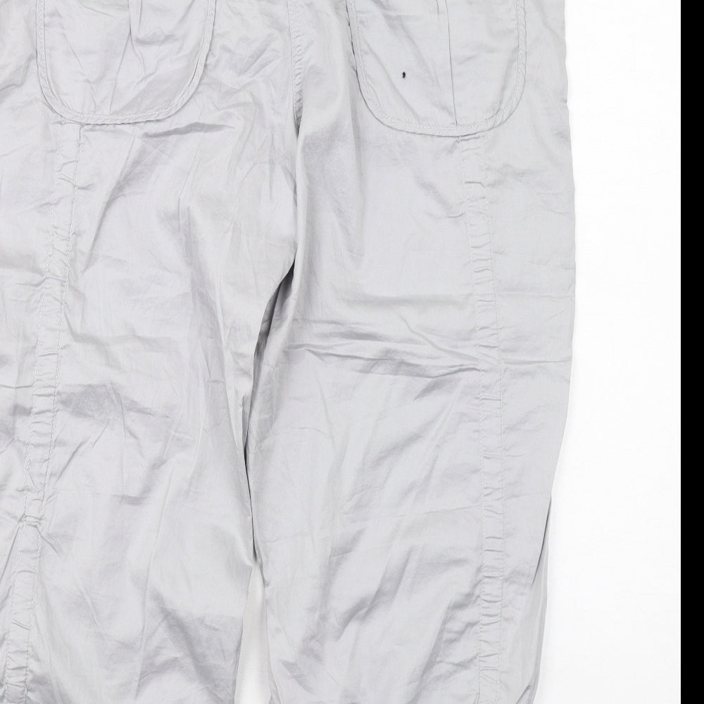 NEXT Womens Grey Cotton Trousers Size 18 L26 in Regular Zip