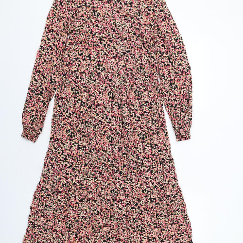 H&M Womens Multicoloured Floral Viscose Maxi Size XS Round Neck Button