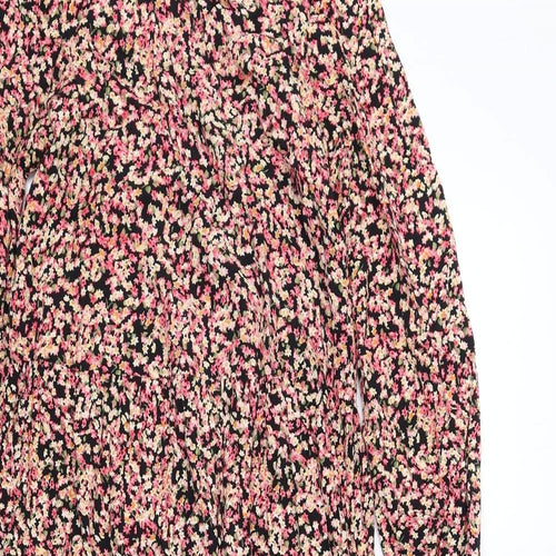 H&M Womens Multicoloured Floral Viscose Maxi Size XS Round Neck Button