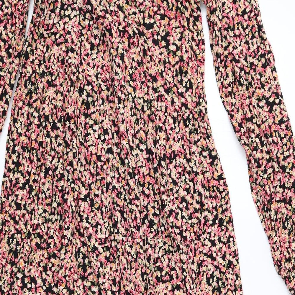 H&M Womens Multicoloured Floral Viscose Maxi Size XS Round Neck Button