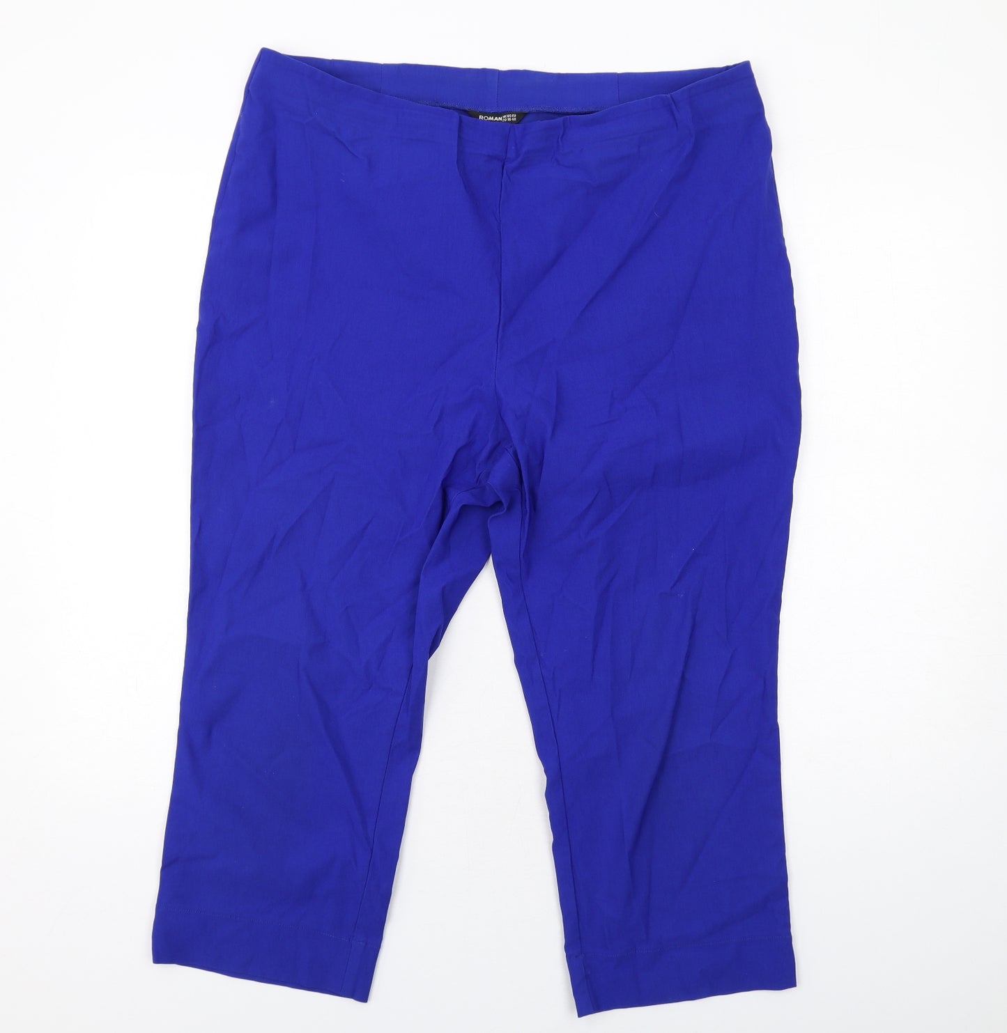 Roman Womens Blue Viscose Cropped Trousers Size 20 L22 in Regular