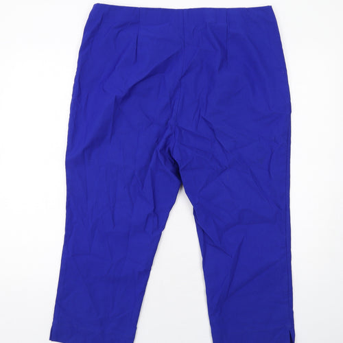 Roman Womens Blue Viscose Cropped Trousers Size 20 L22 in Regular