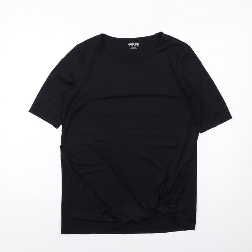 Lands' End Womens Black Polyester Basic T-Shirt Size S Crew Neck