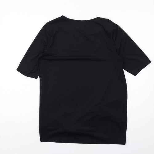 Lands' End Womens Black Polyester Basic T-Shirt Size S Crew Neck