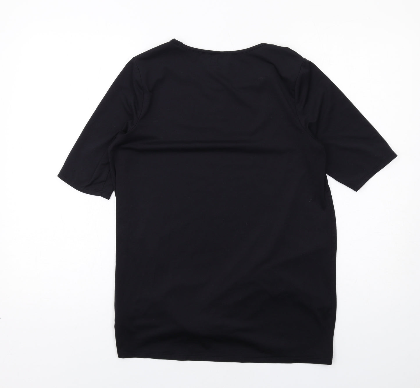 Lands' End Womens Black Polyester Basic T-Shirt Size S Crew Neck