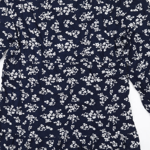 Dorothy Perkins Womens Blue Floral Viscose A-Line Size 18 V-Neck Pullover
