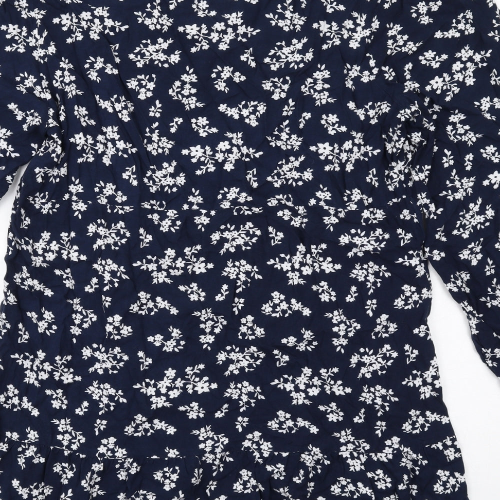 Dorothy Perkins Womens Blue Floral Viscose A-Line Size 18 V-Neck Pullover