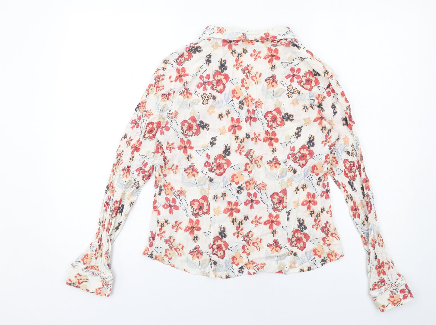 Marks and Spencer Womens Multicoloured Floral Cotton Basic Button-Up Size 14 Collared