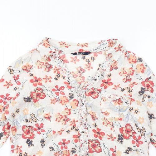 Marks and Spencer Womens Multicoloured Floral Cotton Basic Button-Up Size 14 Collared