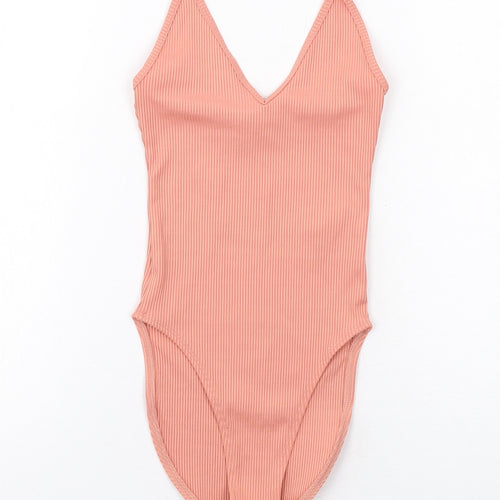 Miss Selfridge Womens Pink Polyester Bodysuit One-Piece Size 6 Snap