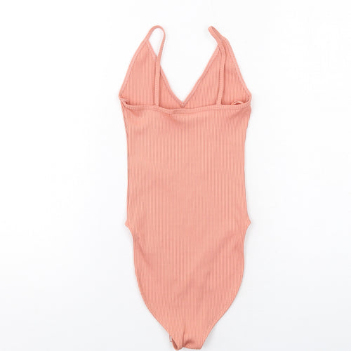 Miss Selfridge Womens Pink Polyester Bodysuit One-Piece Size 6 Snap