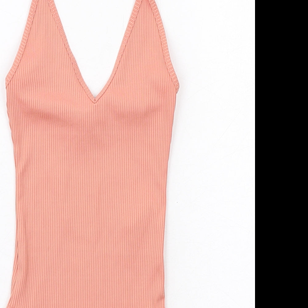 Miss Selfridge Womens Pink Polyester Bodysuit One-Piece Size 6 Snap