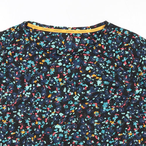 GOODMOVE Womens Multicoloured Geometric Polyester Basic T-Shirt Size 16 Round Neck Pullover