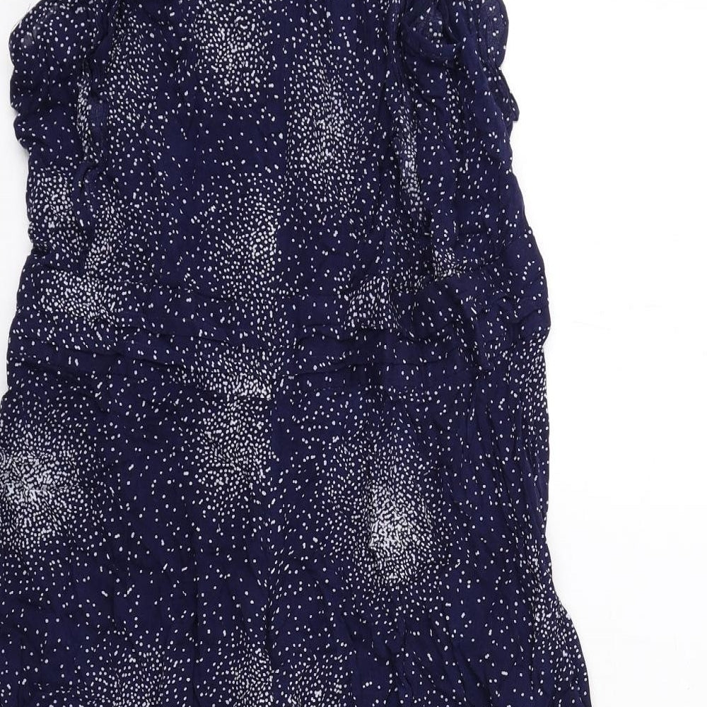 Laura Ashley Womens Blue Geometric Viscose Fit & Flare Size 14 Round Neck Zip