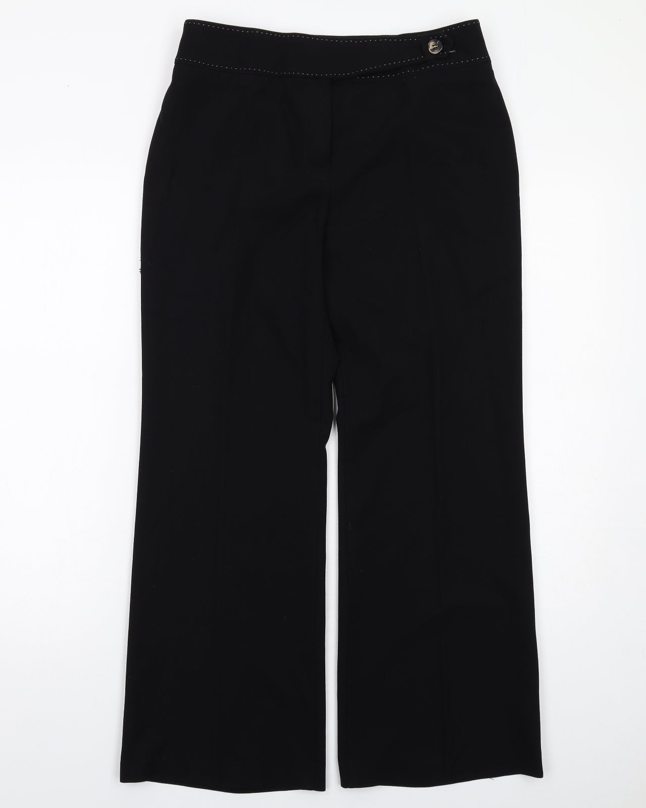 Marks and Spencer Womens Black Polyester Trousers Size 12 Regular Zip