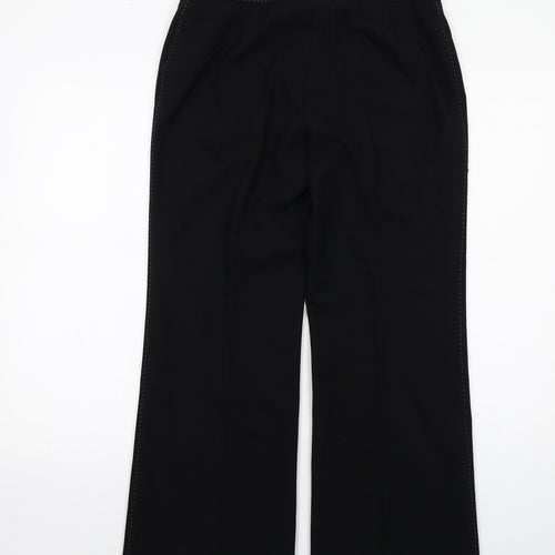 Marks and Spencer Womens Black Polyester Trousers Size 12 Regular Zip