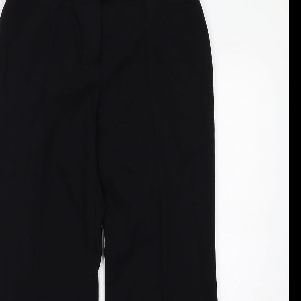 Marks and Spencer Womens Black Polyester Trousers Size 12 Regular Zip