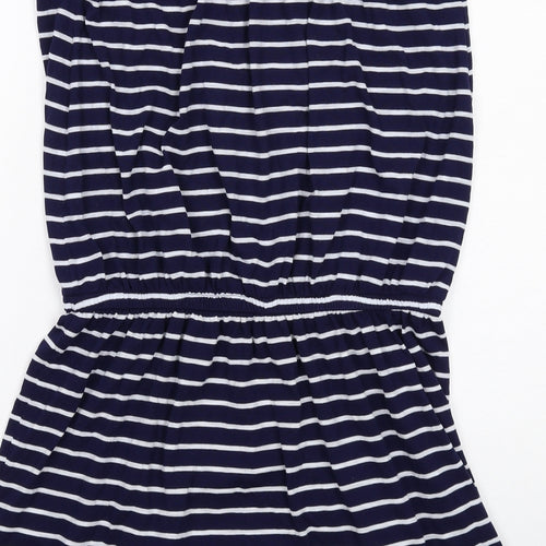 NEXT Womens Blue Striped Polyester Mini Size 12 Square Neck Pullover - Strapless