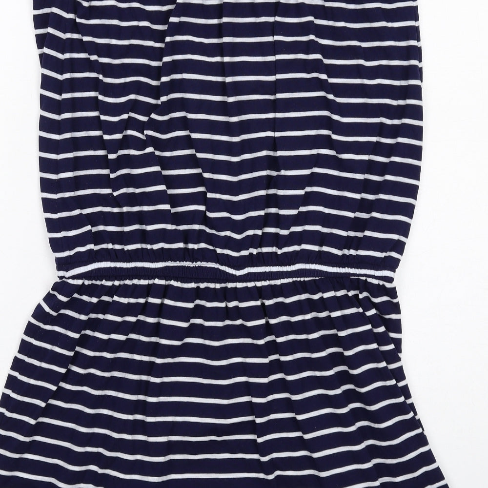 NEXT Womens Blue Striped Polyester Mini Size 12 Square Neck Pullover - Strapless