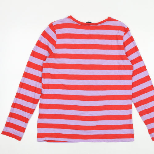 Marks and Spencer Womens Multicoloured Striped 100% Cotton Basic T-Shirt Size 8 Round Neck