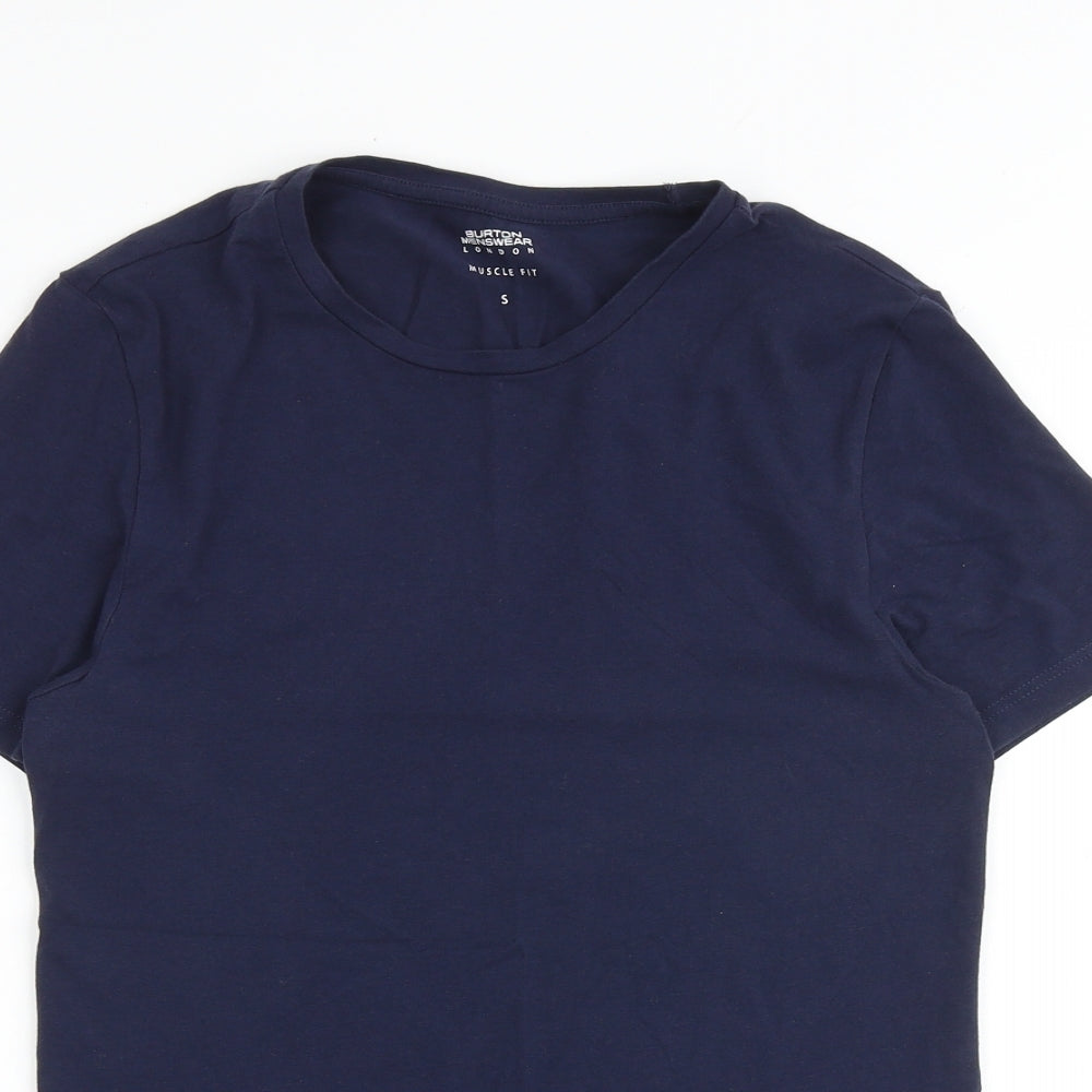 Burton Mens Blue Cotton T-Shirt Size S Round Neck